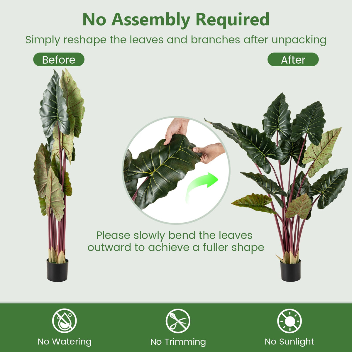 Artificial Rainbow Taro Tree 63" Tall with 11 Faux Leaves-2 Pack-Artificial Plants-DECOROLALA