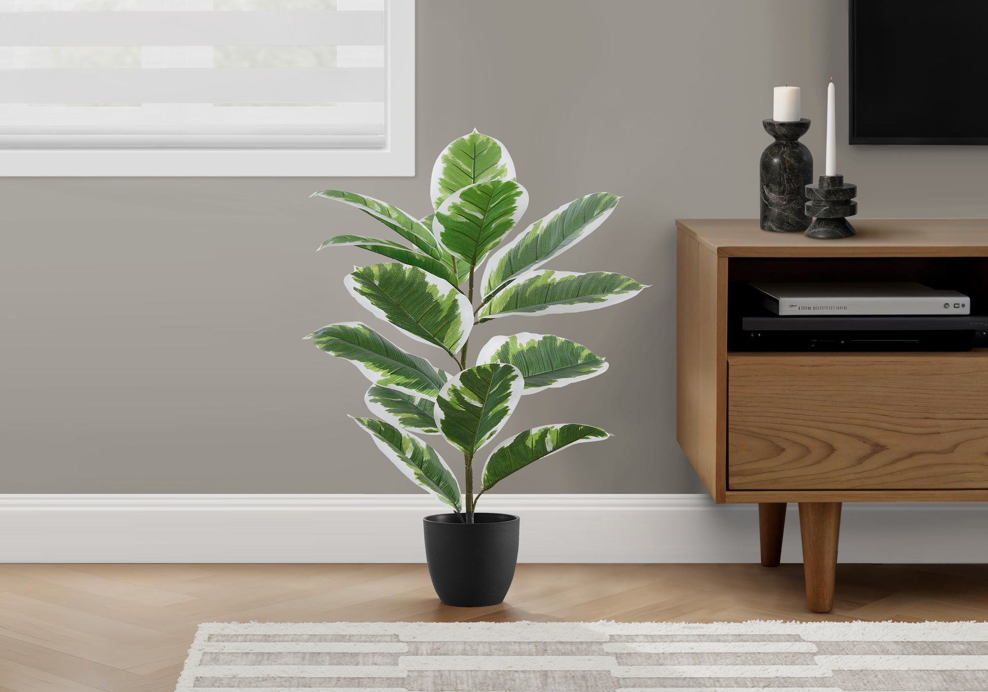 Artificial Rubber Plant 27"H with 5" Pot-Artificial Plant-DECOROLALA