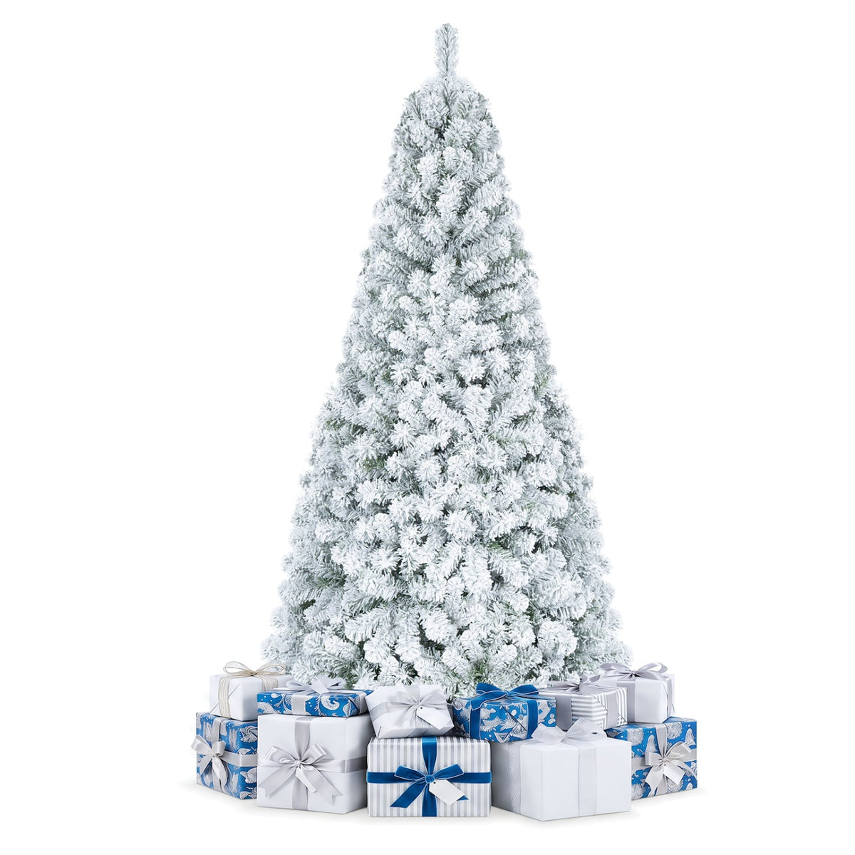 Artificial Snow-Flocked Christmas Tree with Branch Tips-6 ft-Christmas Trees-DECOROLALA