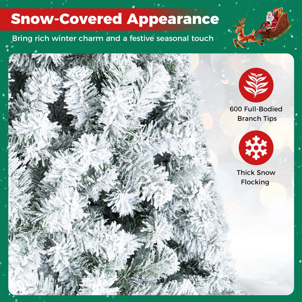 Artificial Snow-Flocked Christmas Tree with Branch Tips-6 ft-Christmas Trees-DECOROLALA