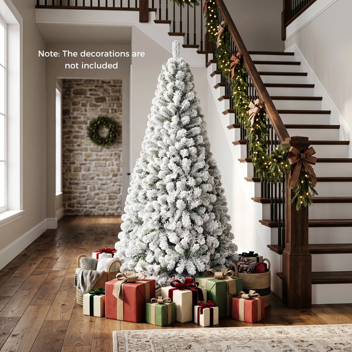 Artificial Snow-Flocked Christmas Tree with Branch Tips-6 ft-Christmas Trees-DECOROLALA