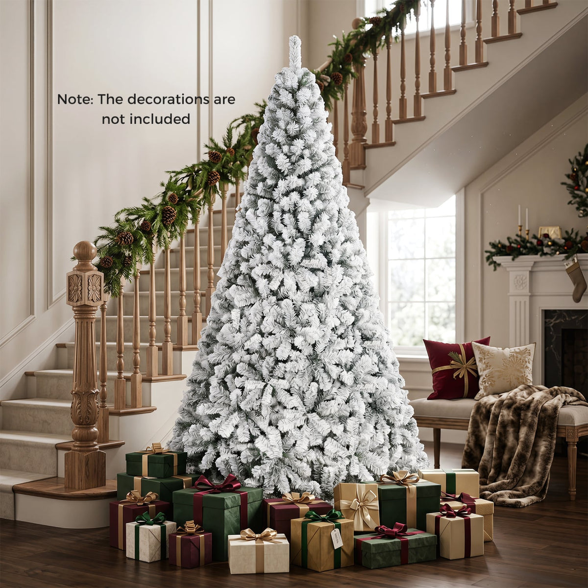 Artificial Snow-Flocked Christmas Tree with Branch Tips-M-Christmas Trees-DECOROLALA