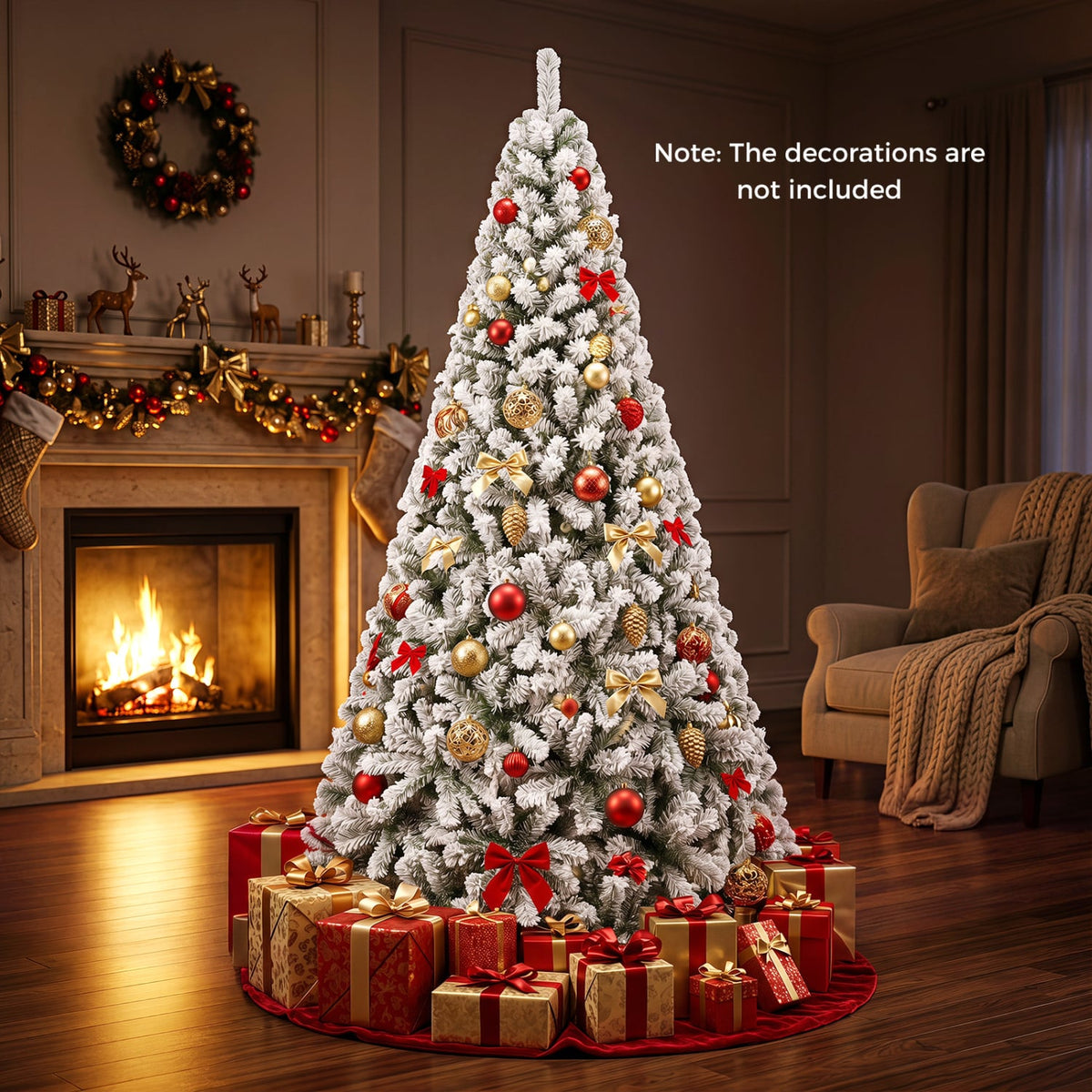 Artificial Snow-Flocked Christmas Tree with Branch Tips-M-Christmas Trees-DECOROLALA
