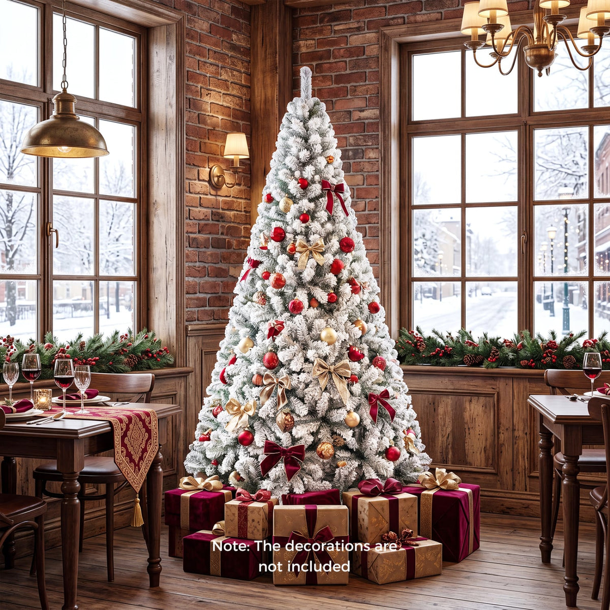 Artificial Snow-Flocked Christmas Tree with Branch Tips-M-Christmas Trees-DECOROLALA