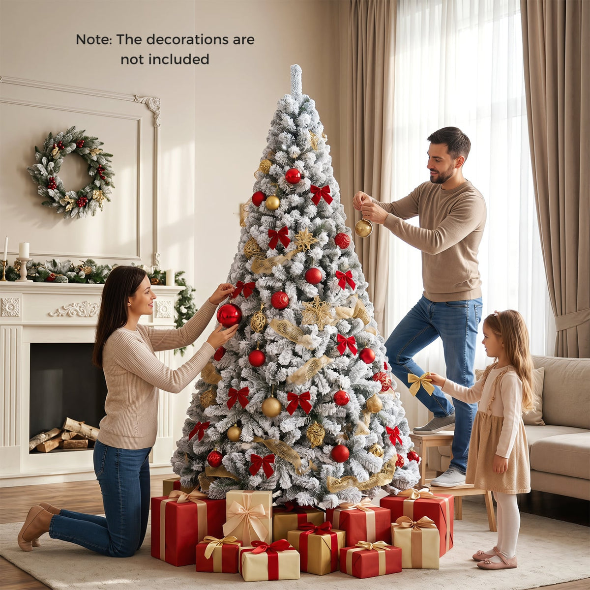 Artificial Snow-Flocked Christmas Tree with Branch Tips-M-Christmas Trees-DECOROLALA