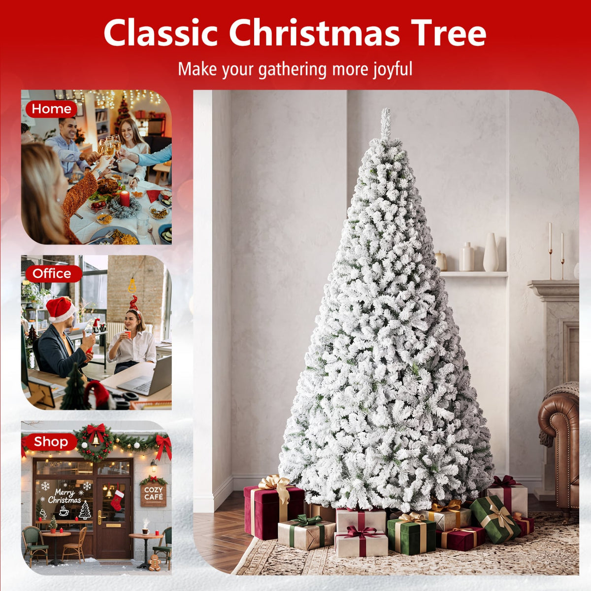 Artificial Snow-Flocked Christmas Tree with Branch Tips-XL-Christmas Trees-DECOROLALA