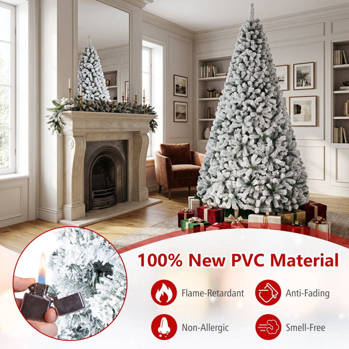 Artificial Snow-Flocked Christmas Tree with Branch Tips-XL-Christmas Trees-DECOROLALA
