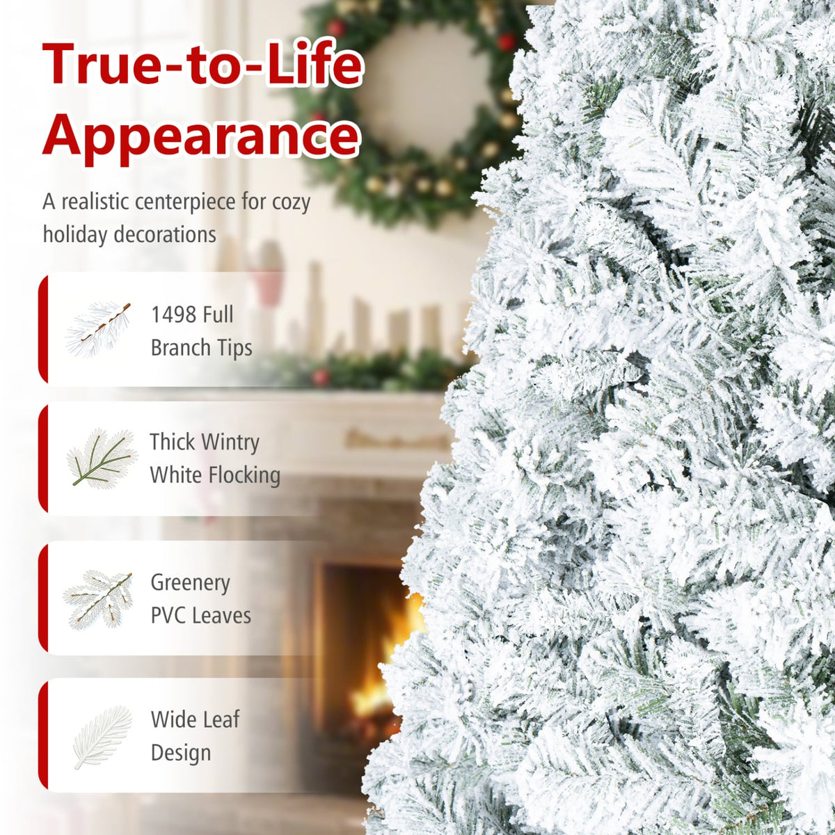 Artificial Snow-Flocked Christmas Tree with Branch Tips-XL-Christmas Trees-DECOROLALA