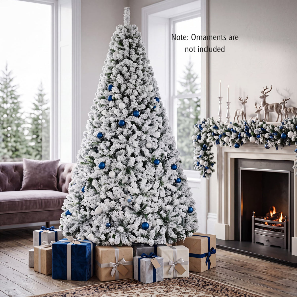 Artificial Snow-Flocked Christmas Tree with Branch Tips-XL-Christmas Trees-DECOROLALA