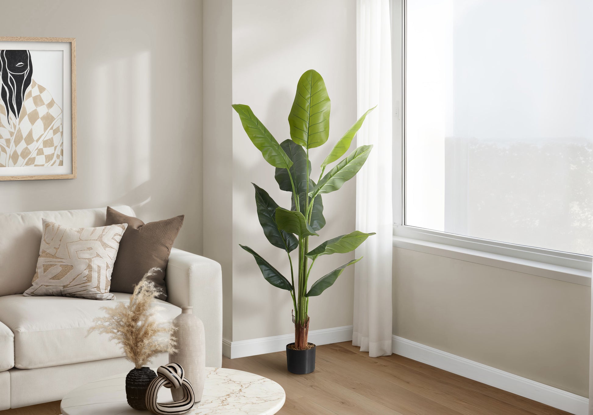 Artificial Strelitzia Plant 59"H with 5" Black Pot-Artificial Plant-DECOROLALA