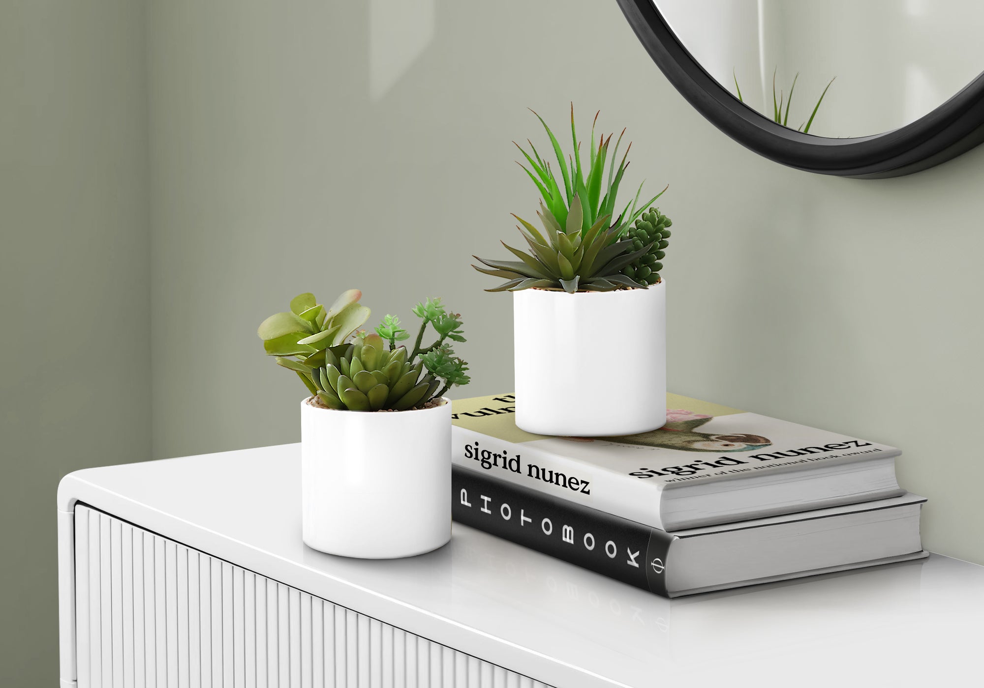 Artificial Succulent Plants - 2pc Set, 7"H Chrome Pots-Artificial Plant-DECOROLALA