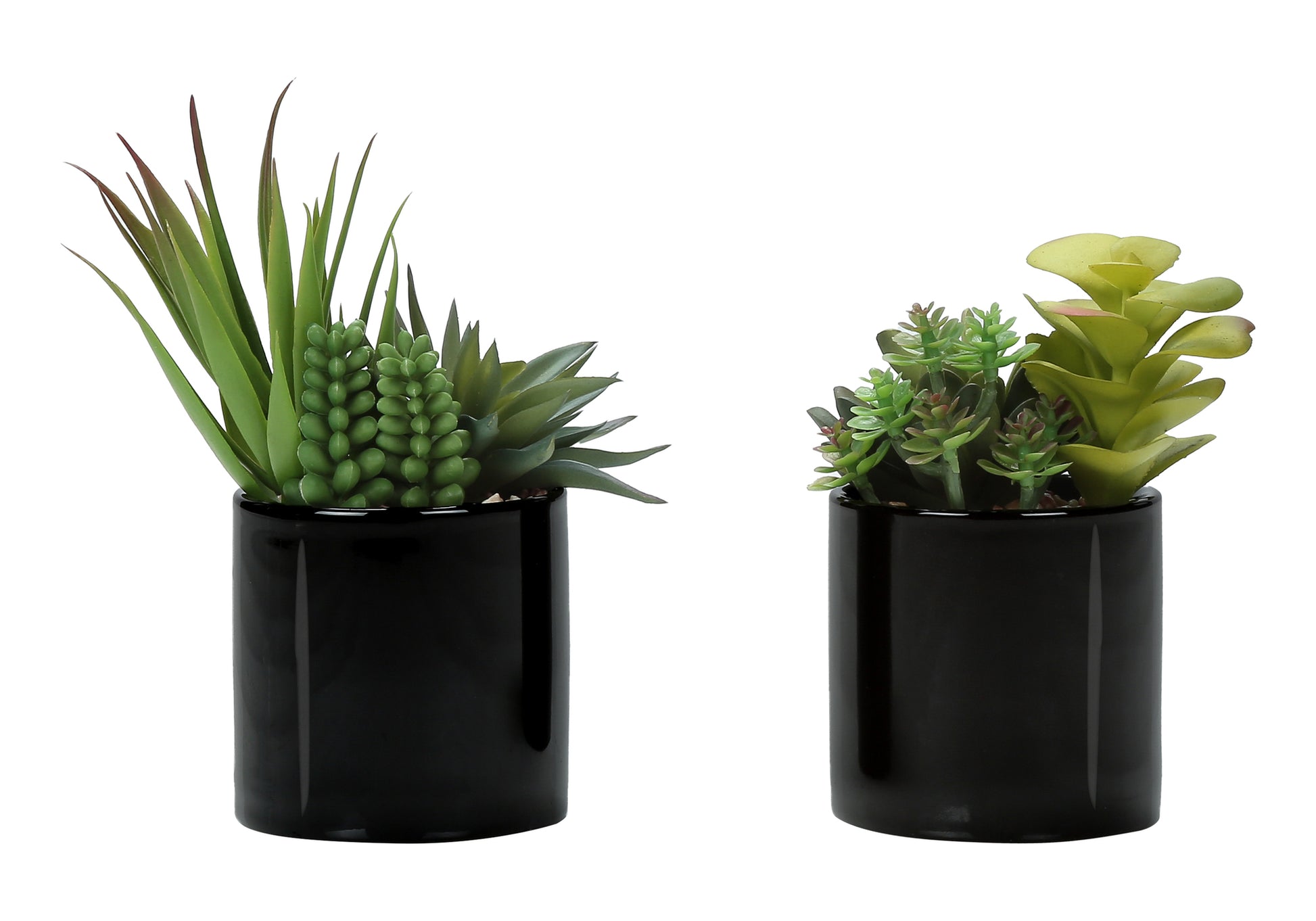 Artificial Succulent Plants - 2pc Set, 7"H Chrome Pots-Artificial Plant-DECOROLALA