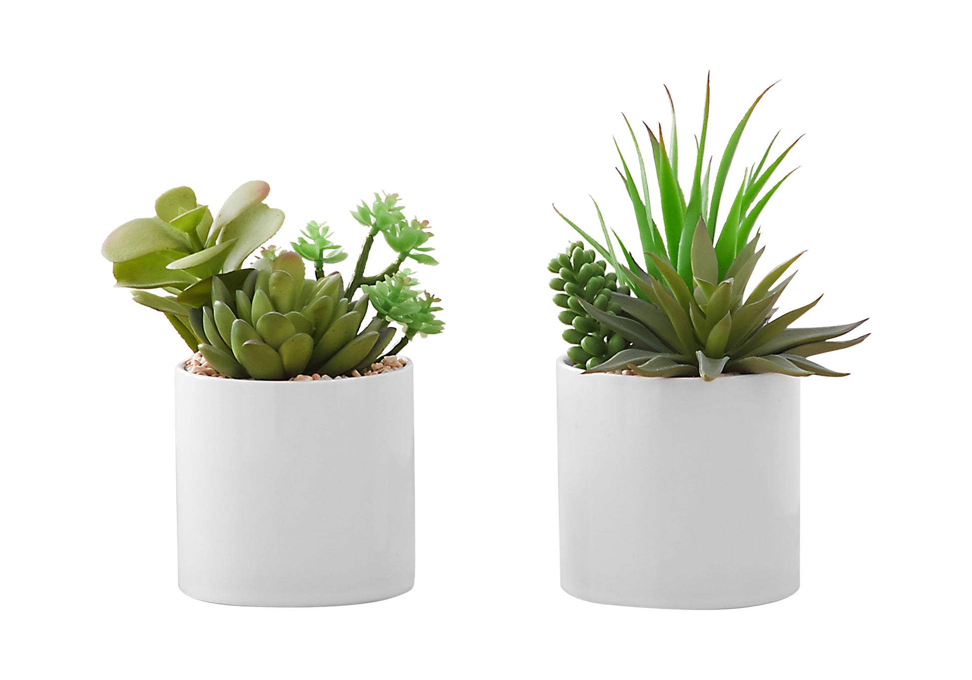 Artificial Succulent Plants - 2pc Set, 7"H Chrome Pots-Artificial Plant-DECOROLALA