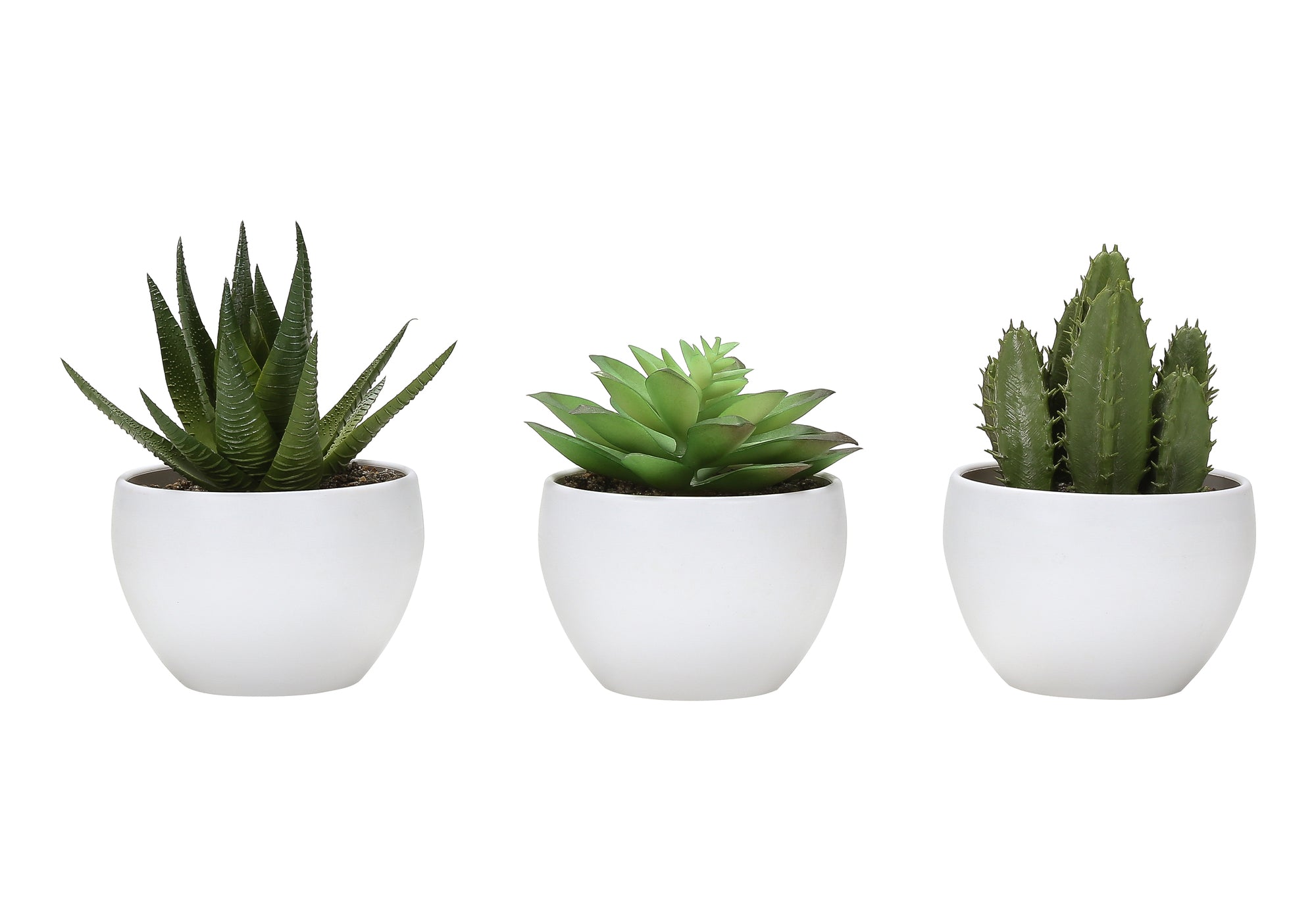 Artificial Succulent Plants Set, 3pcs, 6"H, White Pot-Artificial Plant-DECOROLALA