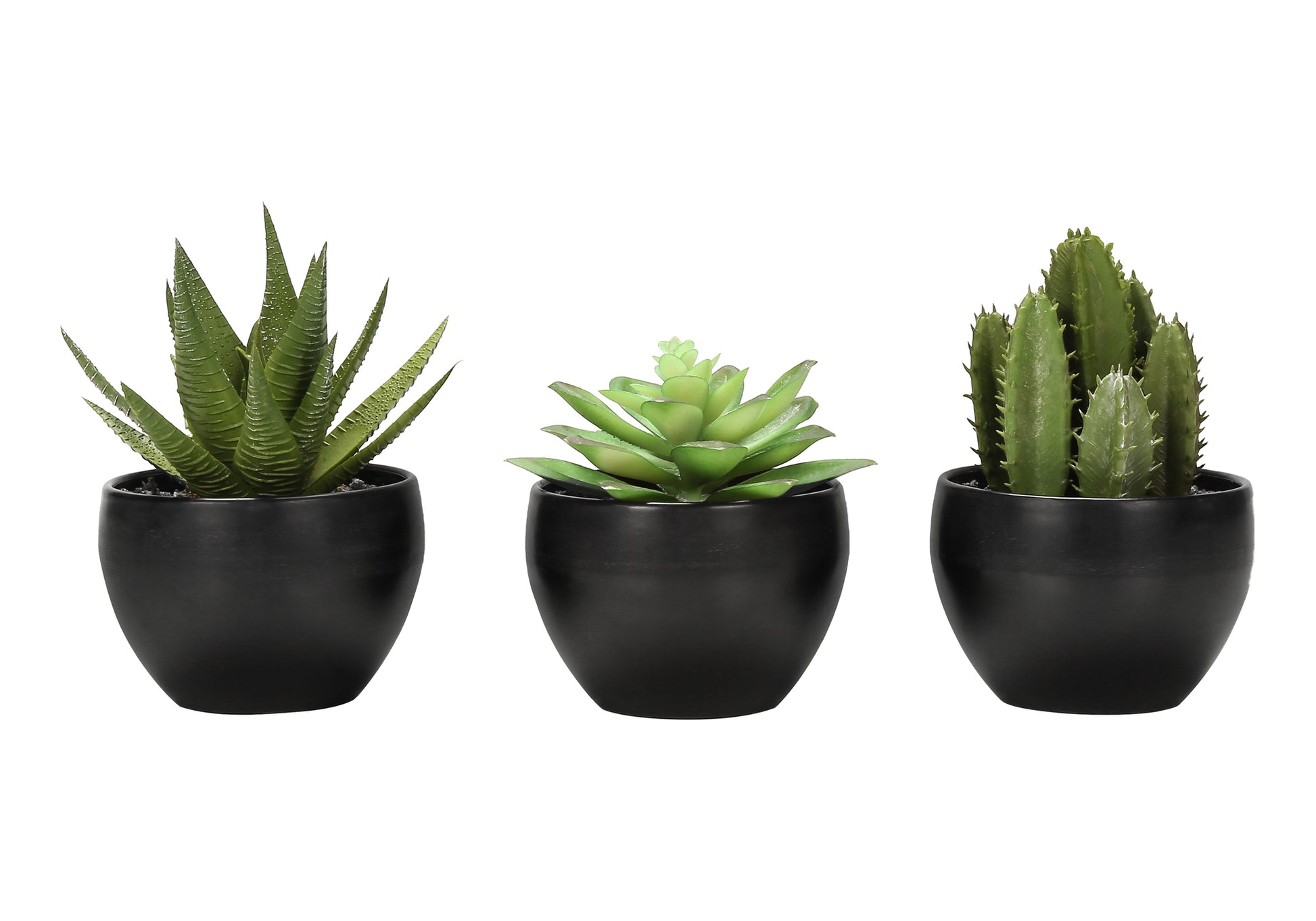 Artificial Succulent Plants Set, 3pcs, 6"H, White Pot-Artificial Plant-DECOROLALA