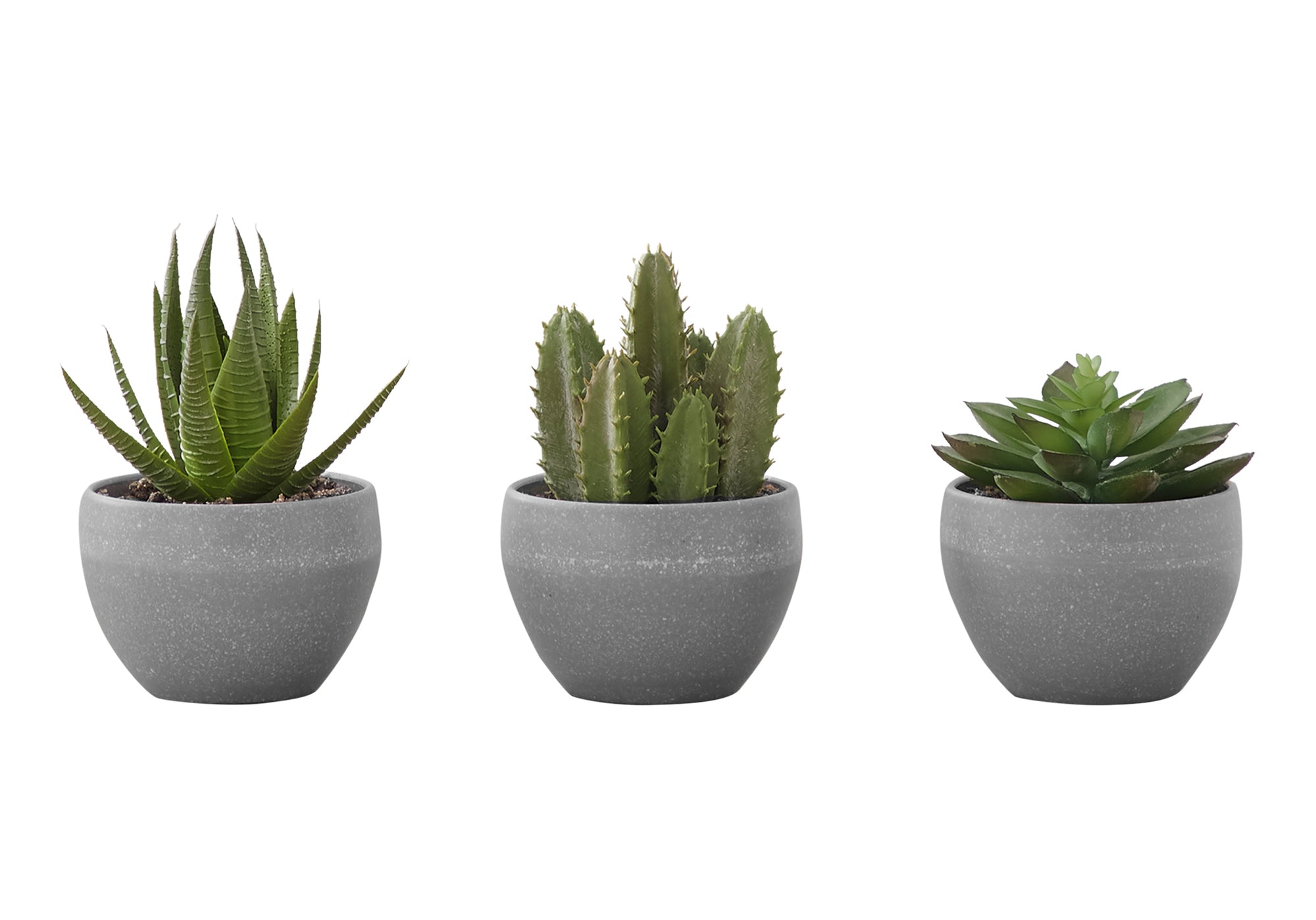 Artificial Succulent Plants Set, 3pcs, 6"H, White Pot-Artificial Plant-DECOROLALA