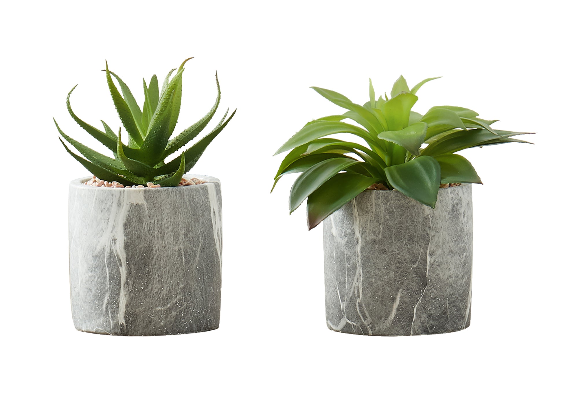 Artificial Succulent Plants - Set of 2, 7"H in Cement Pots-Artificial Plant-DECOROLALA