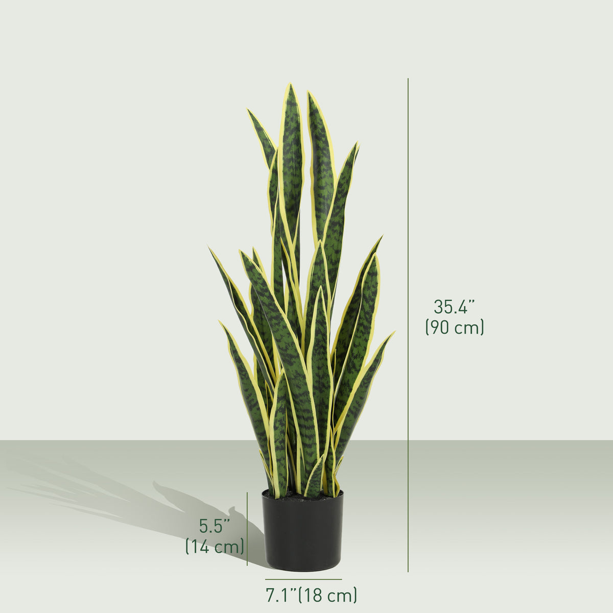Artificial Tree, 35.4" Artificial Snake Plant with 21 Leaves in Pot for Home, Office, and Living Room, Green-Artificial Trees-DECOROLALA