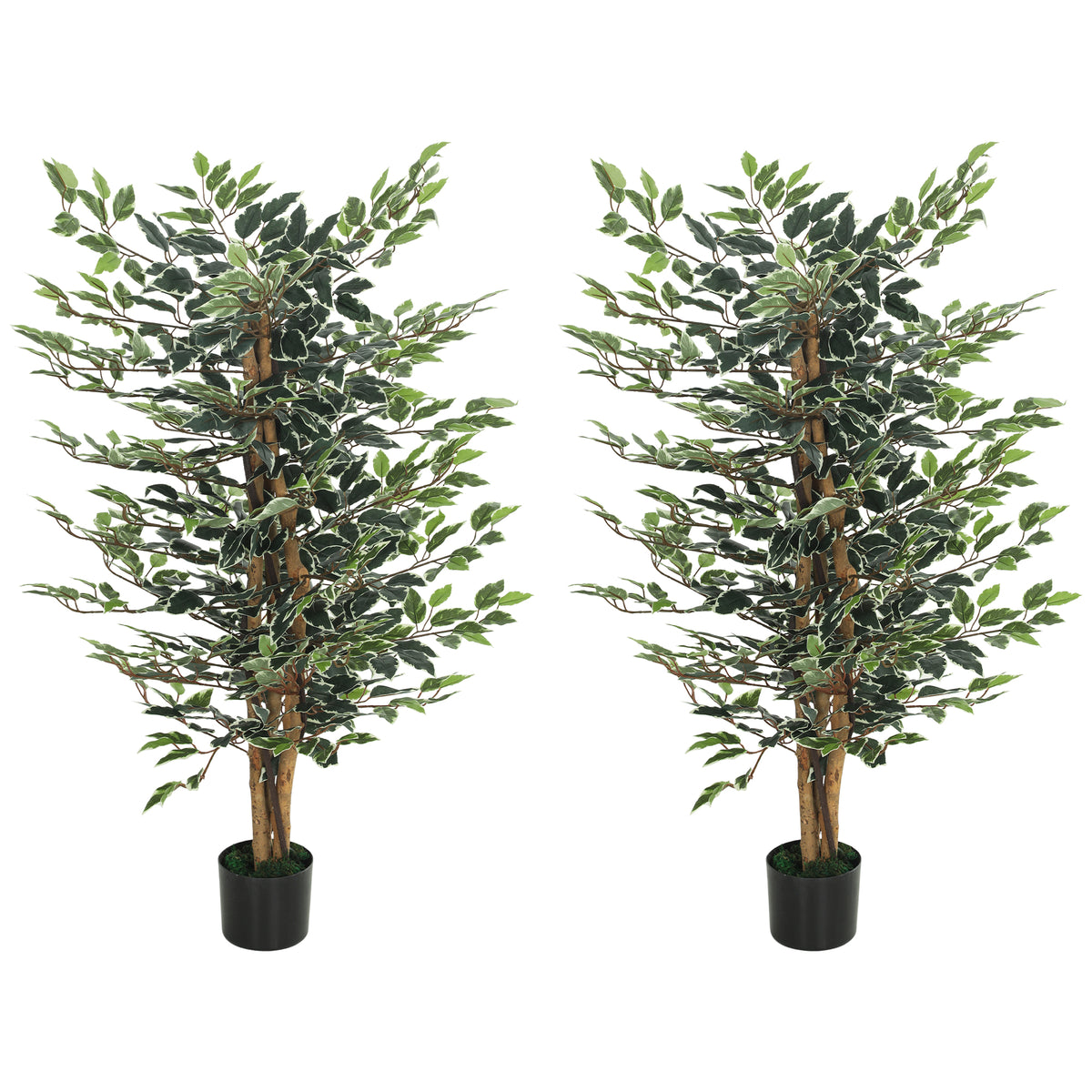 Artificial Tree, Fake Ficus Tree with Leaves, Faux Plant in Nursery Pot for Indoor Decoration-Artificial Trees-DECOROLALA