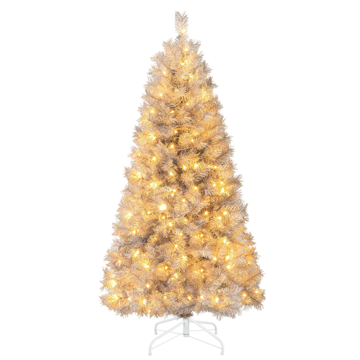 Artificial Xmas Tree with Branch Tips and Warm White LED Lights-5FT-Christmas Trees-DECOROLALA