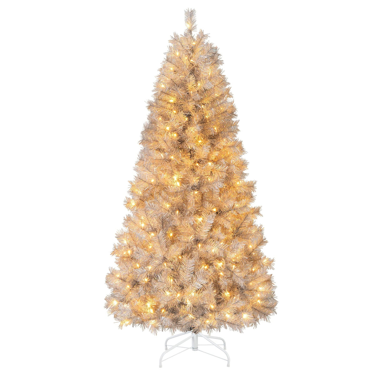 Artificial Xmas Tree with Branch Tips and Warm White LED Lights-6FT-Christmas Trees-DECOROLALA
