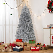 Artificial Xmas Tree with Branch Tips and Warm White LED Lights-6FT-Christmas Trees-DECOROLALA