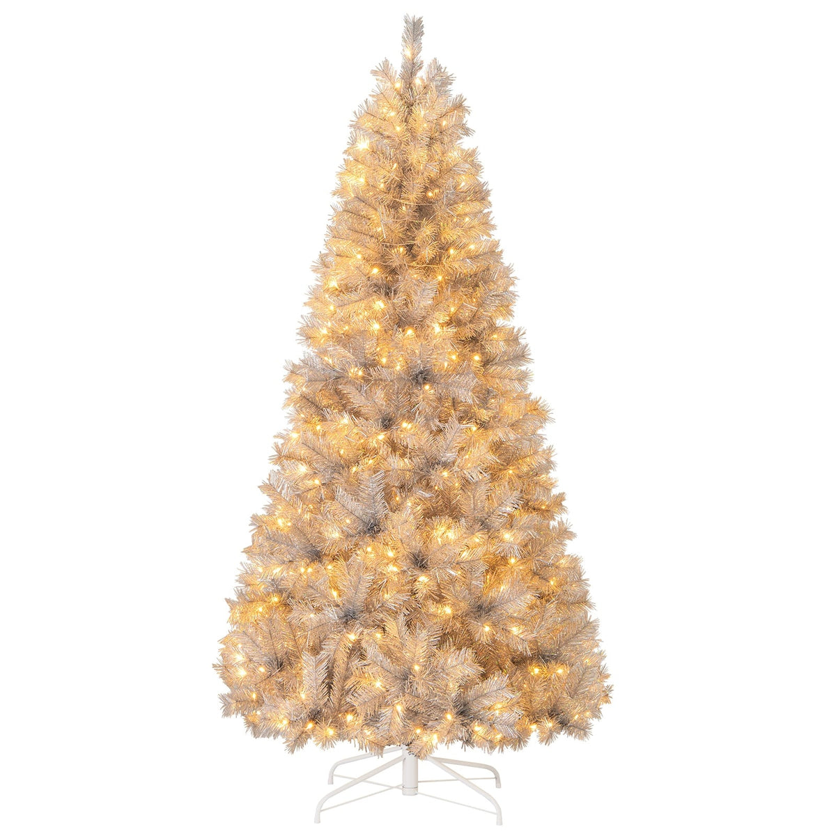 Artificial Xmas Tree with Branch Tips and Warm White LED Lights-7FT-Christmas Trees-DECOROLALA