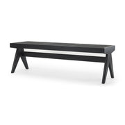 Arvin 59.1L x 17.7W x 18.1H Black Wooden Bench-Benches-DECOROLALA