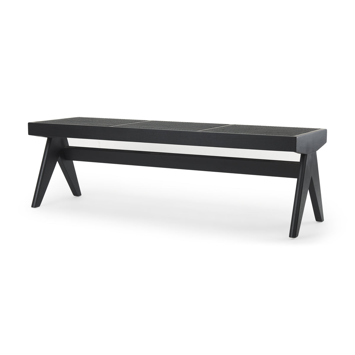Arvin 59.1L x 17.7W x 18.1H Black Wooden Bench-Benches-DECOROLALA
