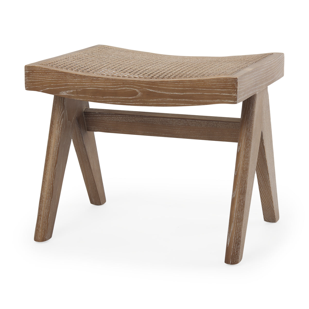 Arvin Wooden Stool with Hand-Woven Cane Seat-Stools & Ottomans-DECOROLALA