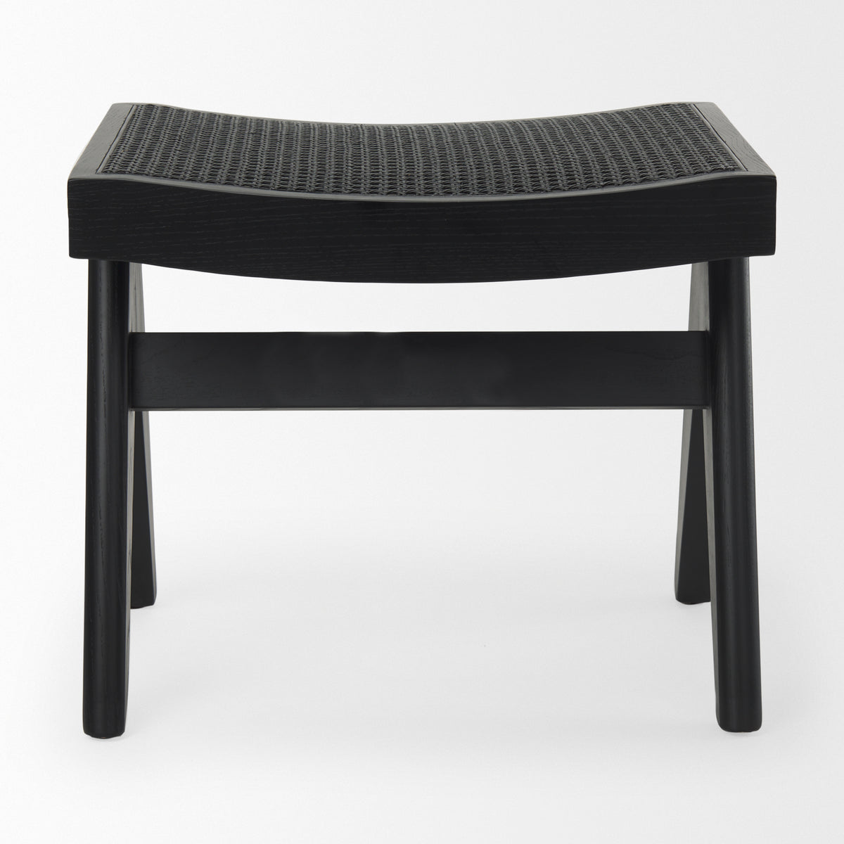 Arvin Wooden Stool with Hand-Woven Cane Seat-Stools & Ottomans-DECOROLALA