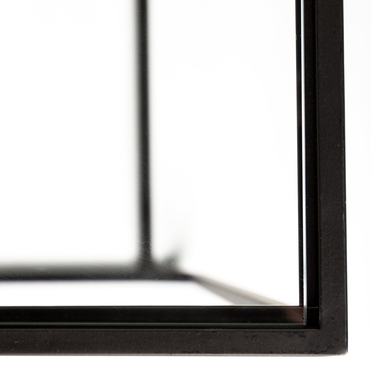 Arya (Set of 2) 24L x 10W Black Rectangular Glass Top Iron Frame Accent Table-Accent Tables-DECOROLALA