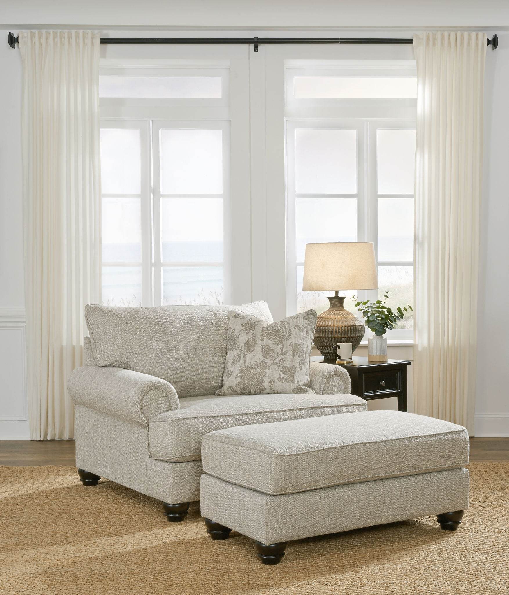 Asanti 2-Piece Living Room Set - Fog-Stationary Chair & Ottoman-DECOROLALA