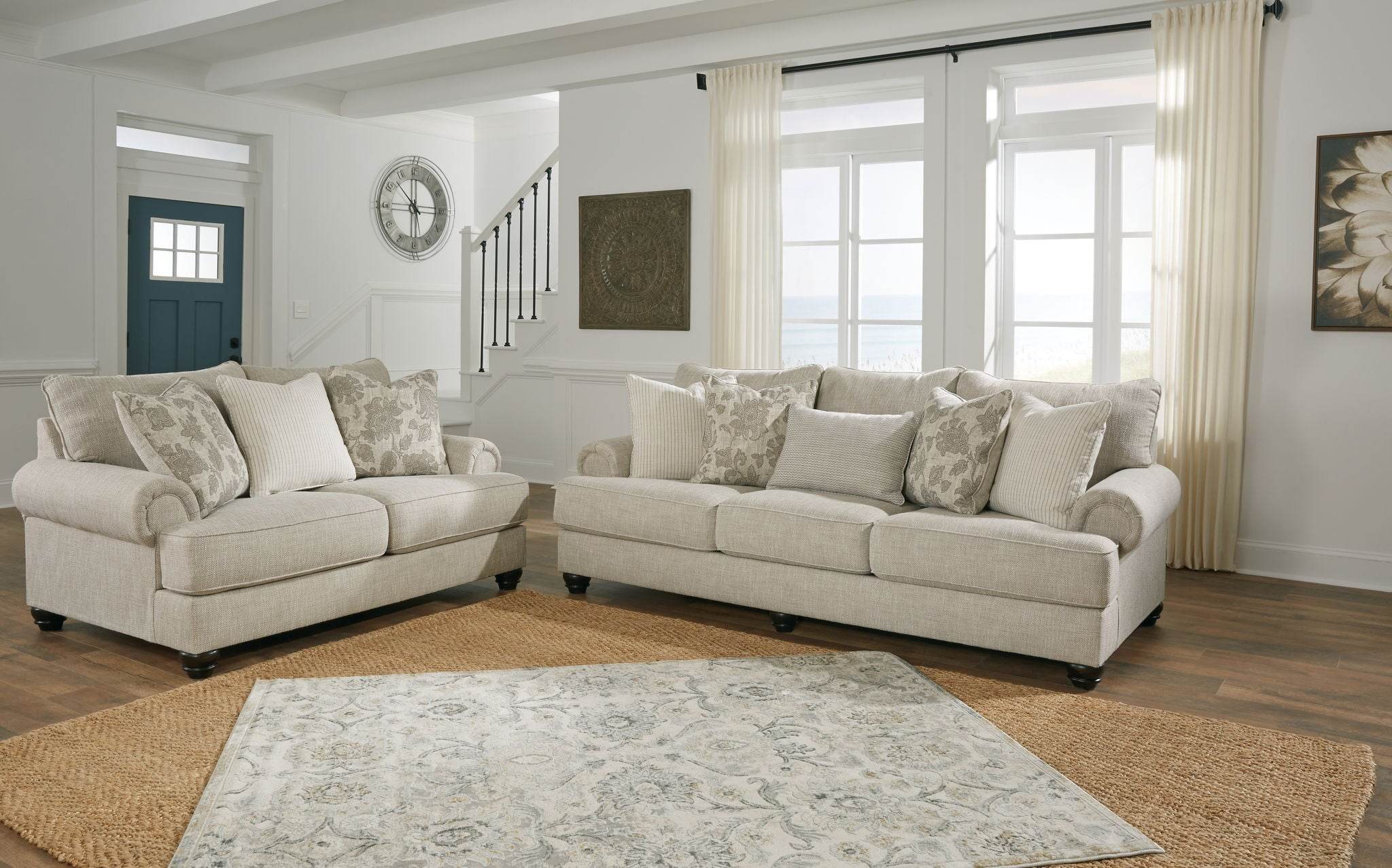 Asanti 2-Piece Living Room Set - Fog-Stationary Chair & Ottoman-DECOROLALA