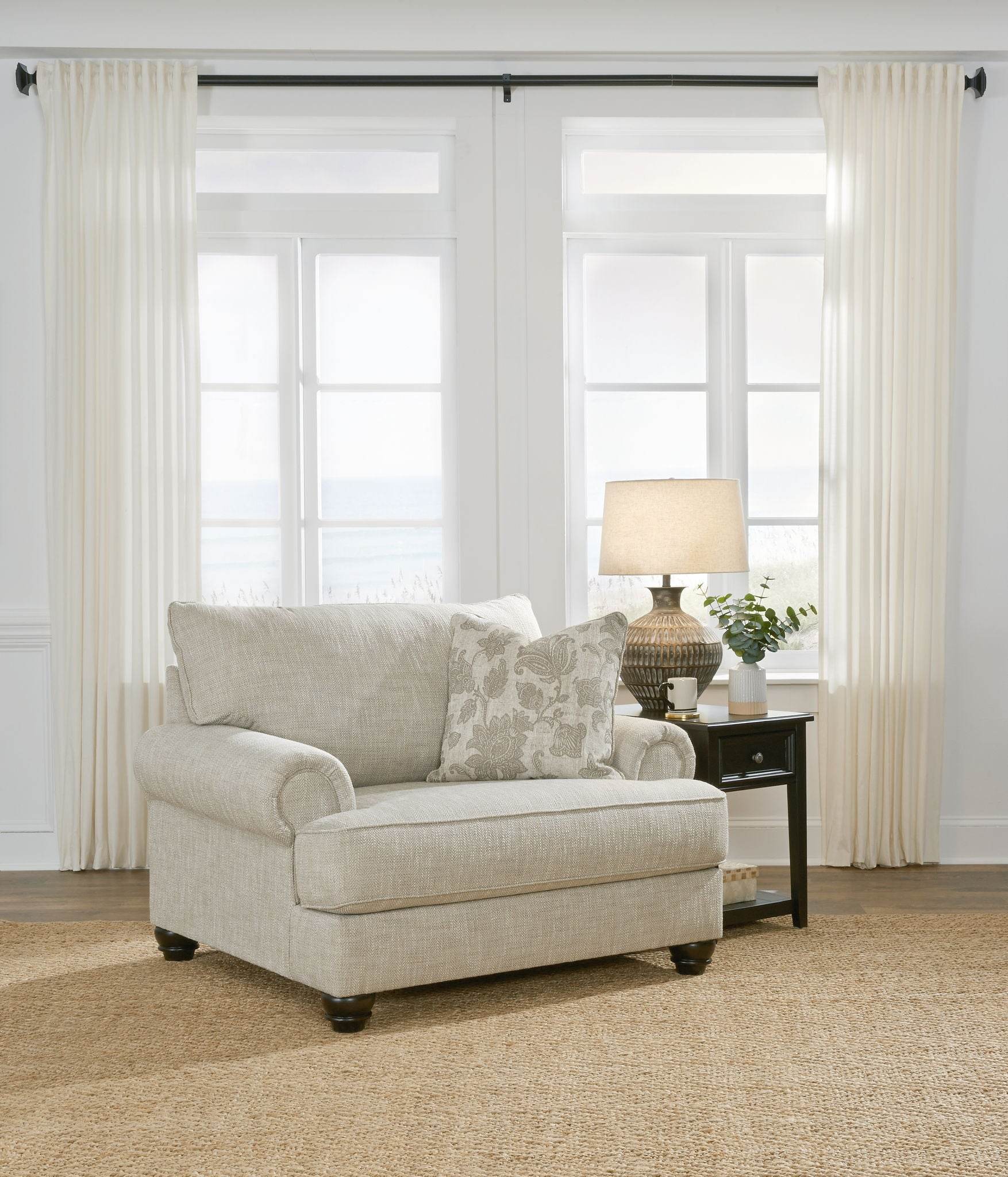 Asanti 2-Piece Living Room Set - Fog-Stationary Chair & Ottoman-DECOROLALA