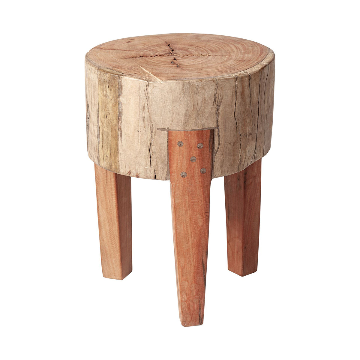 Asco 18"H Rustic Solid Reclaimed Wood Stool-Stools & Ottomans-DECOROLALA