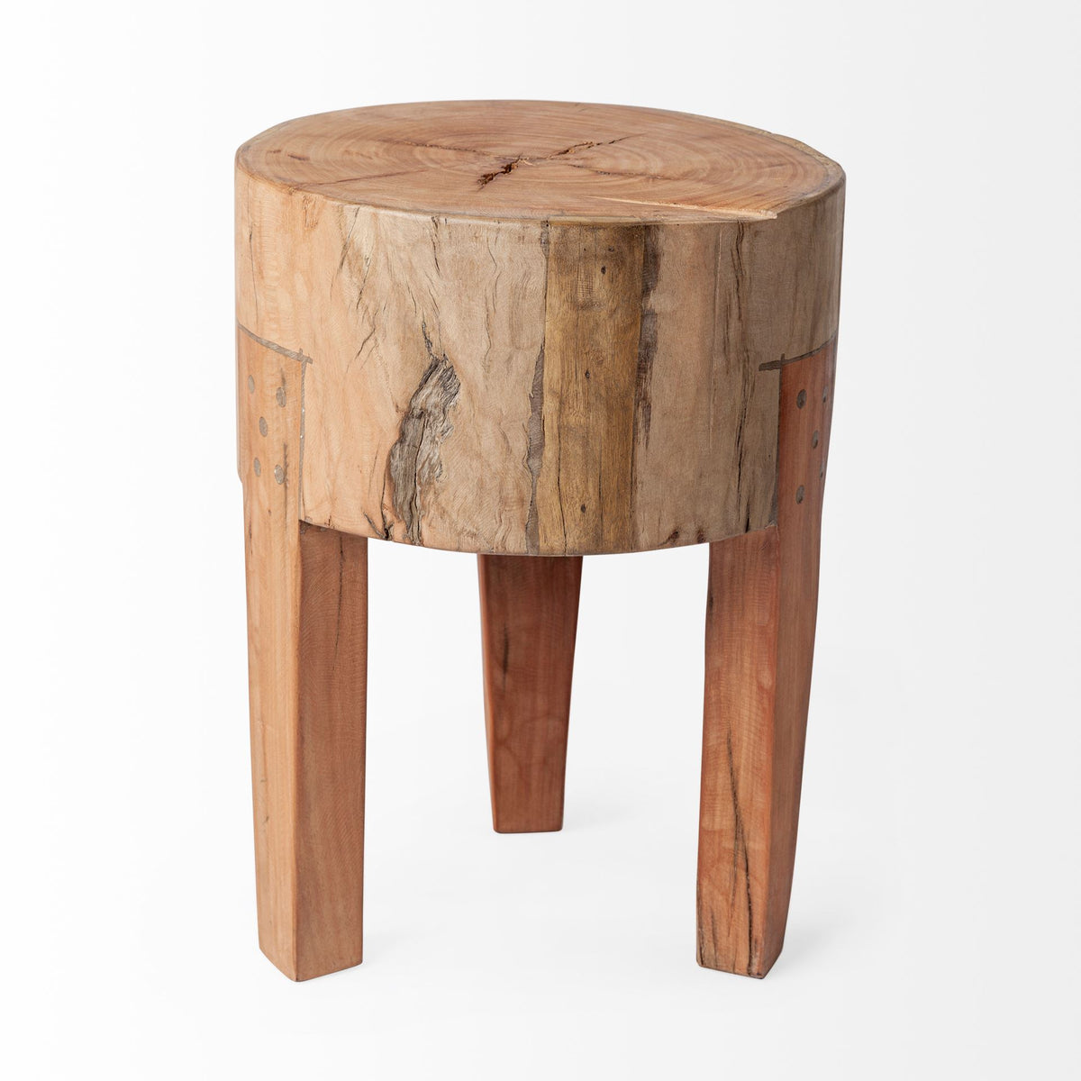 Asco 18"H Rustic Solid Reclaimed Wood Stool-Stools & Ottomans-DECOROLALA
