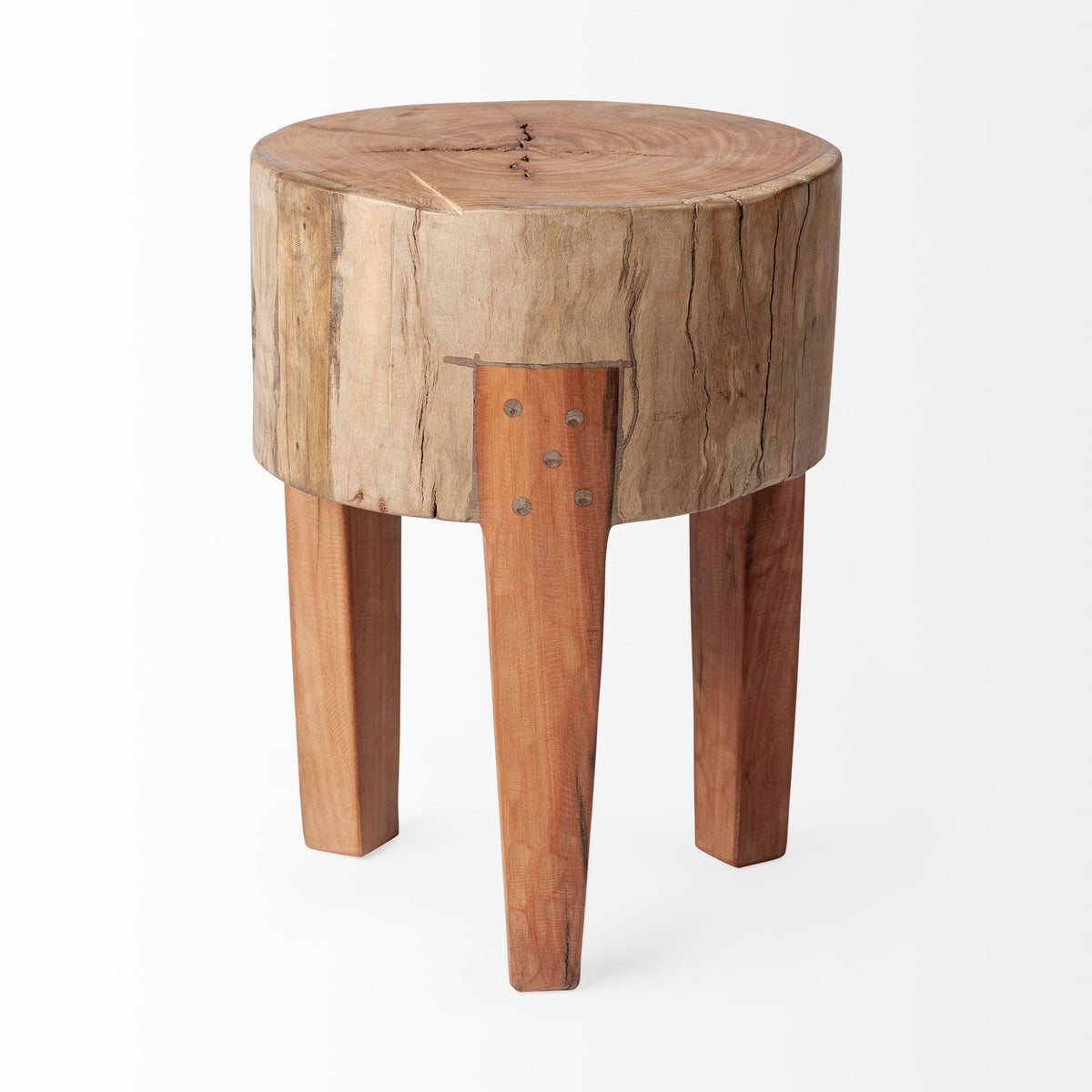 Asco 18"H Rustic Solid Reclaimed Wood Stool-Stools & Ottomans-DECOROLALA