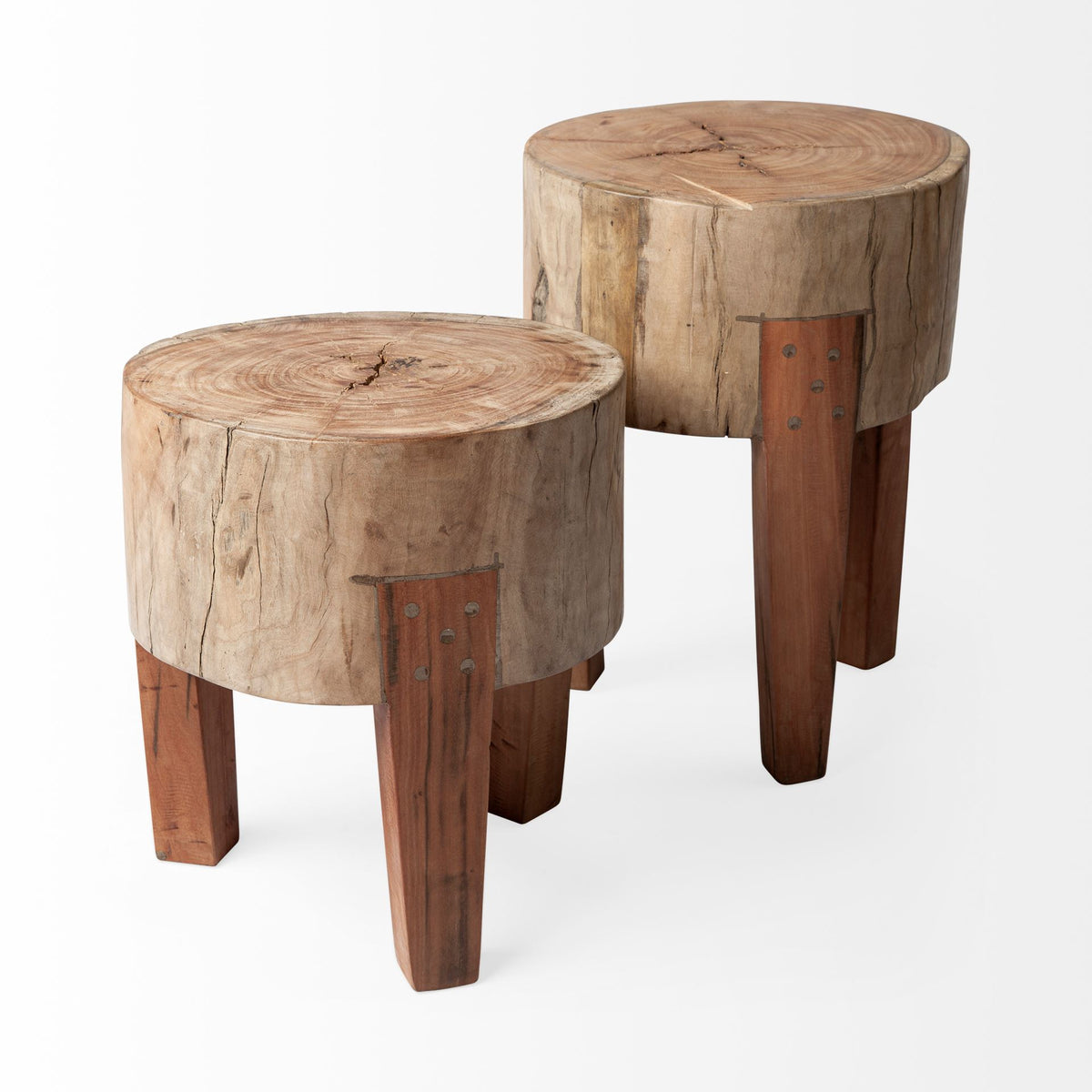 Asco 18"H Rustic Solid Reclaimed Wood Stool-Stools & Ottomans-DECOROLALA