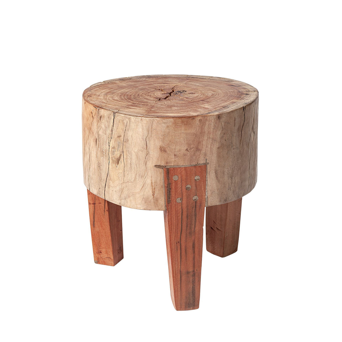 Asco Rustic Solid Reclaimed Wood Stool-Stools & Ottomans-DECOROLALA