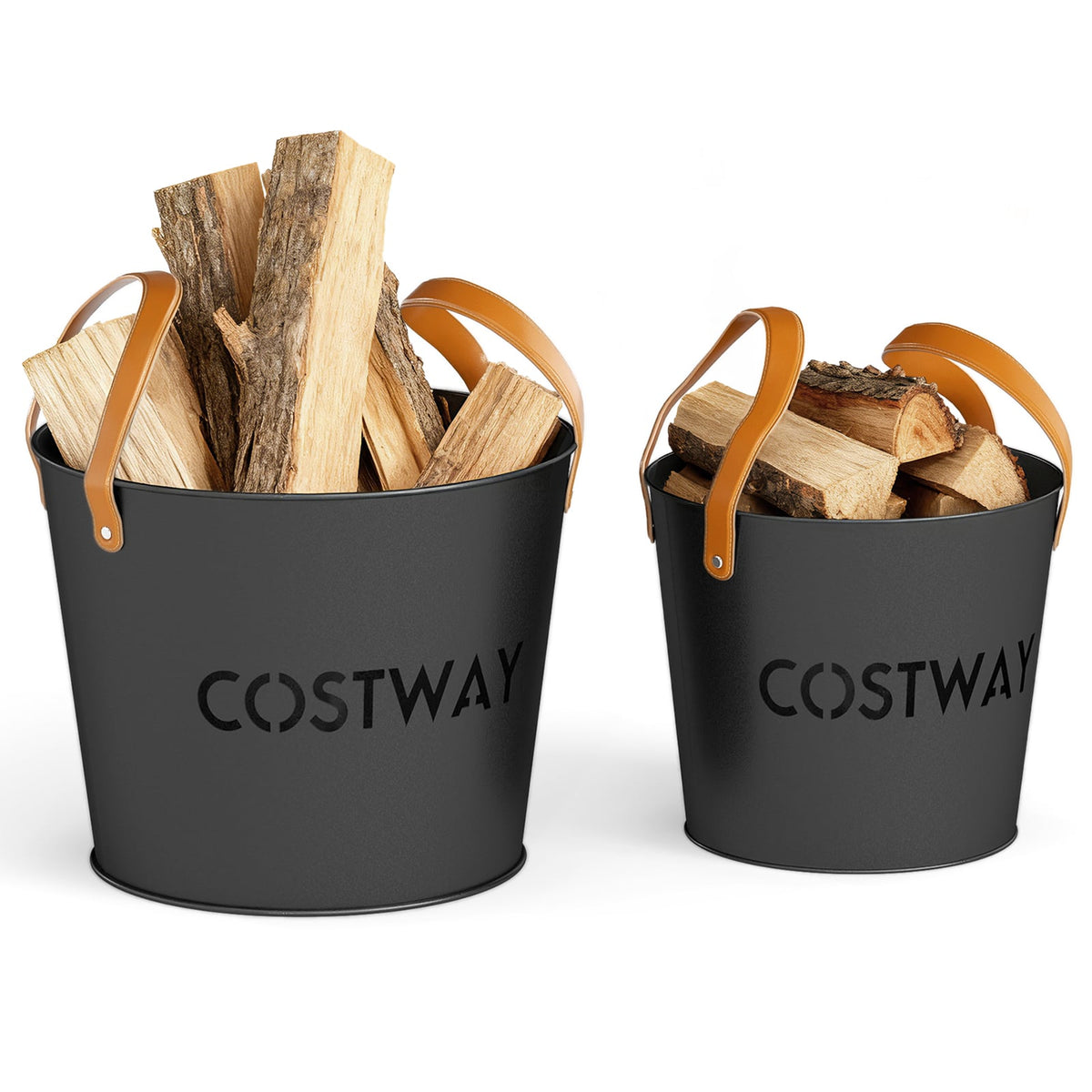 Ash Bucket Set of 2 Metal Coal Ash Can Set with 11.5 Gal and 8.5 Gal Bucket for Fireplace Fire Pits-Fireplace Tools-DECOROLALA