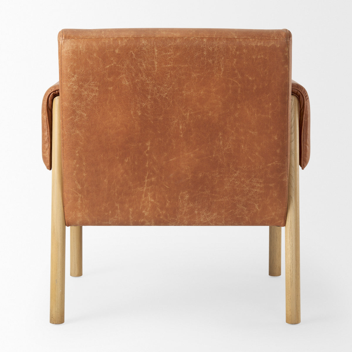 Ashton Accent Chair - Brown Vegan Leather Light Wood-Accent Chairs-DECOROLALA