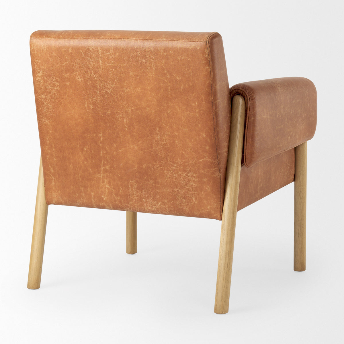 Ashton Accent Chair - Brown Vegan Leather Light Wood-Accent Chairs-DECOROLALA