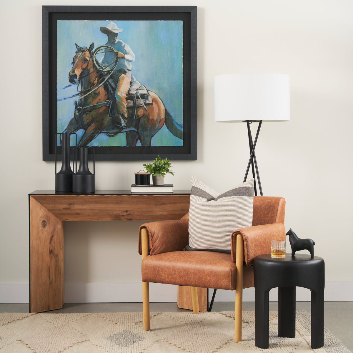 Ashton Accent Chair - Brown Vegan Leather Light Wood-Accent Chairs-DECOROLALA