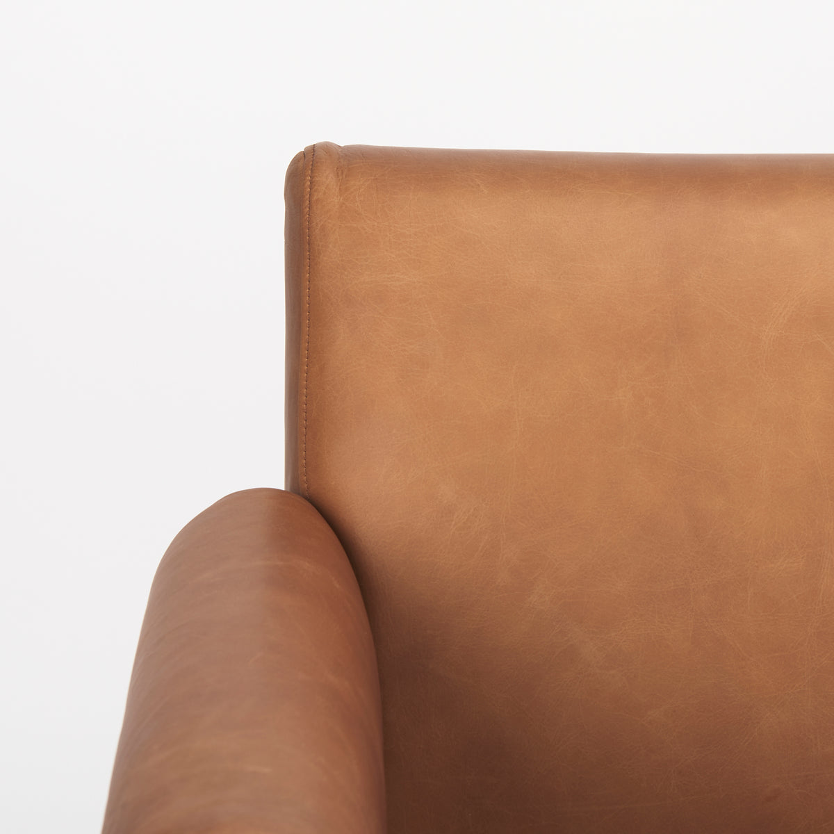 Ashton Brown Leather Accent Chair - Light Wood-Accent Chairs-DECOROLALA