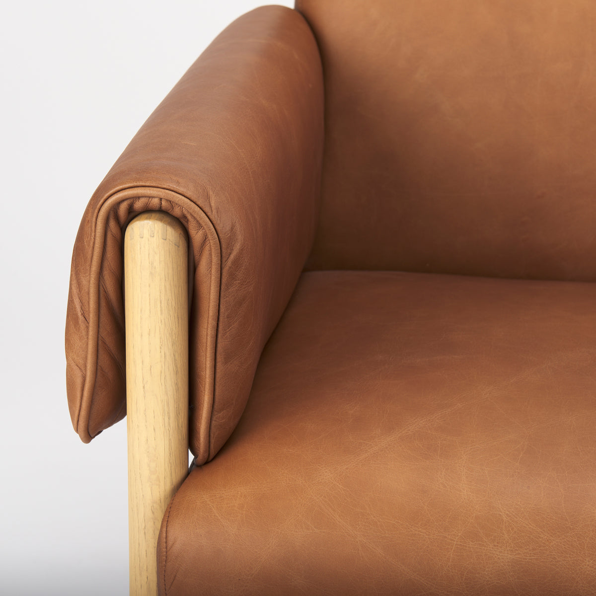 Ashton Brown Leather Accent Chair - Light Wood-Accent Chairs-DECOROLALA