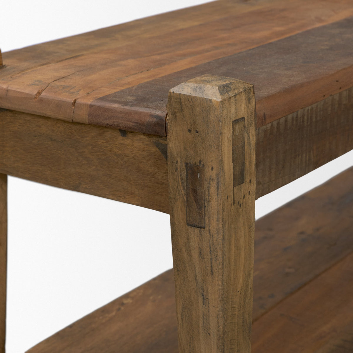 Ashwick Dark Brown Reclaimed Wood Bench-Benches-DECOROLALA