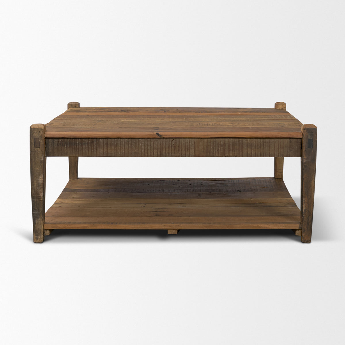 Ashwick Dark Brown Reclaimed Wood Square Coffee Table-Coffee Tables-DECOROLALA