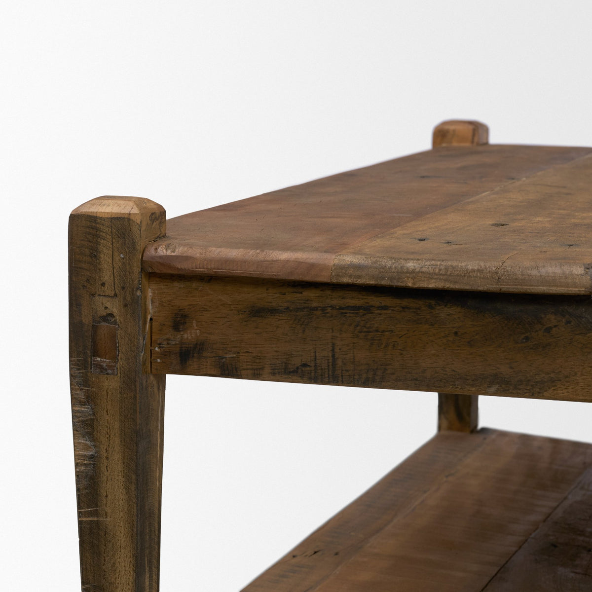 Ashwick Dark Brown Reclaimed Wood Square Coffee Table-Coffee Tables-DECOROLALA