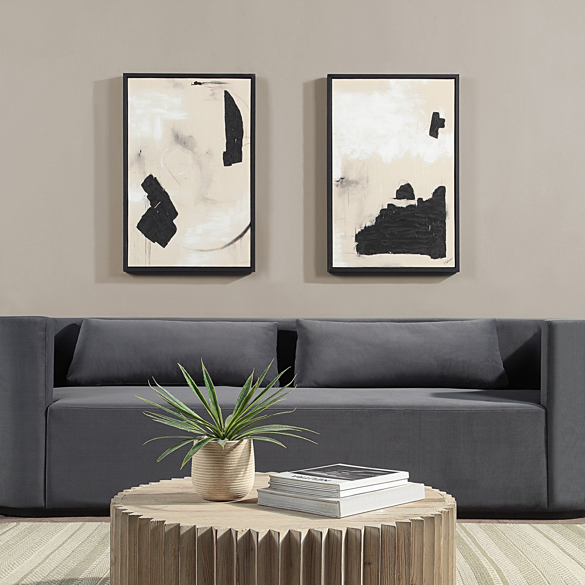 Asia 24" Wide Canvas Art with Wood Frame, Painted Black-Canvas Art-DECOROLALA